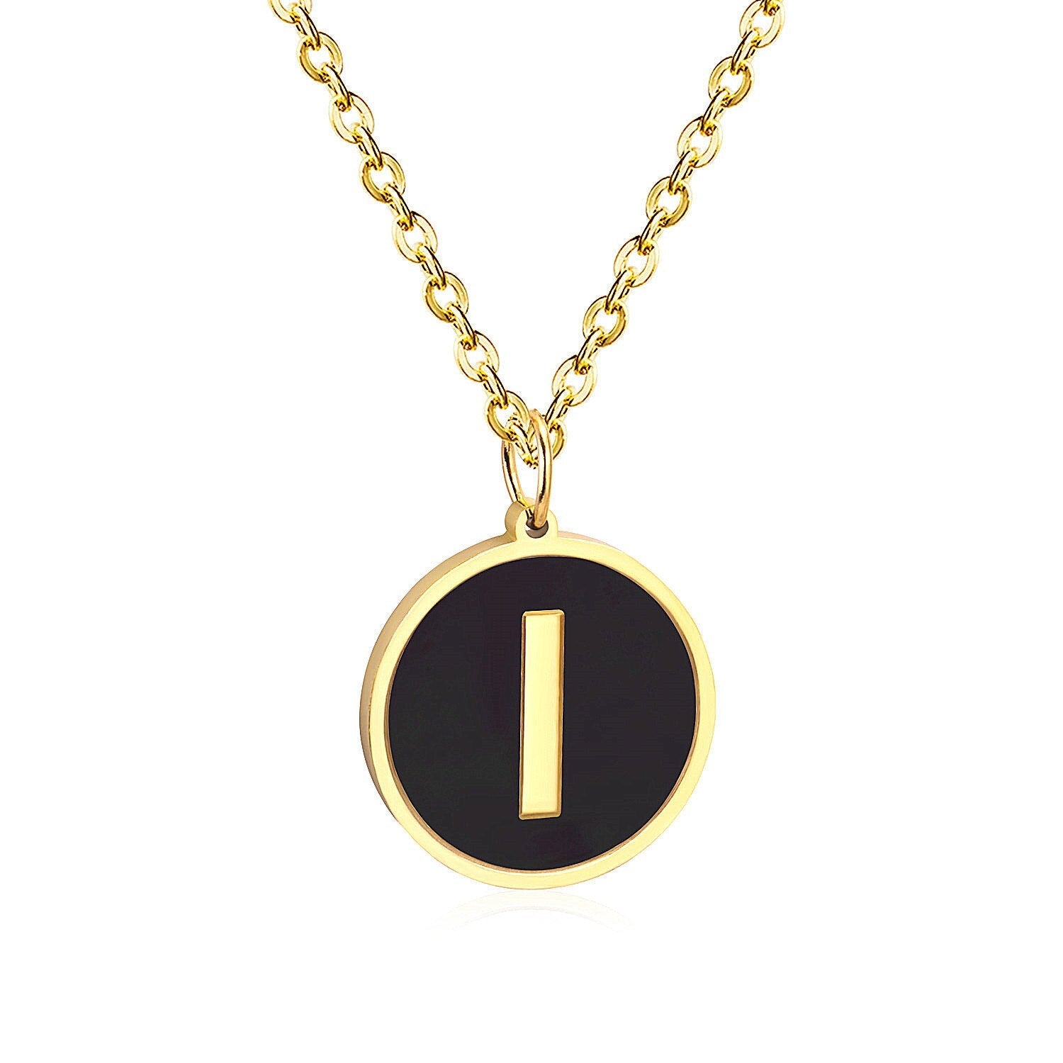 ASON New Punk Jewelry Gold Black Shell Choler Necklaces Stainless Steel 26 Letter Alphabet Pendant Necklaces Women/Girl asonjewelry